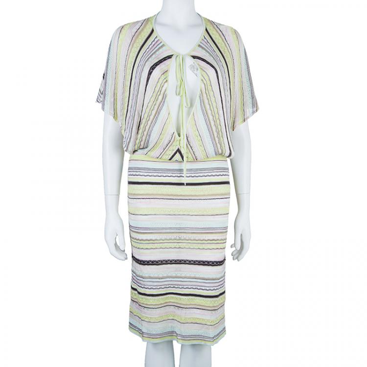 Pre Owned M Missoni Multicolor Striped Knit Dress M