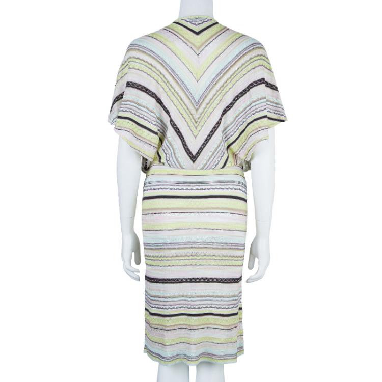 Pre Owned M Missoni Multicolor Striped Knit Dress M
