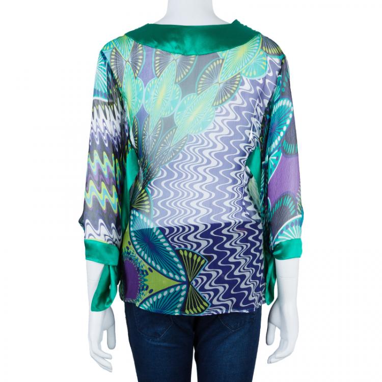 Pre Owned M Missoni Multicolor Contrast Panel Top M