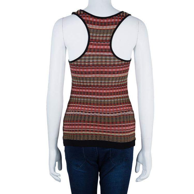 Pre Owned M Missoni Red Multicolor Sleeveless Top M