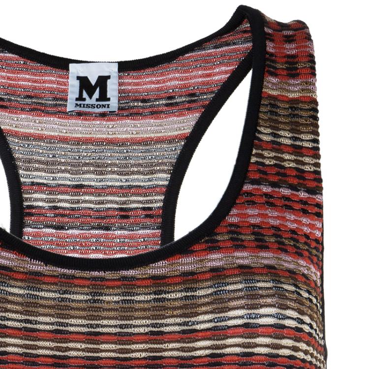 Pre Owned M Missoni Red Multicolor Sleeveless Top M