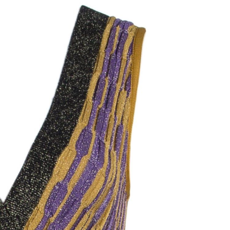 Pre Owned M Missoni Metallic Wave Knit Maxi Dress S