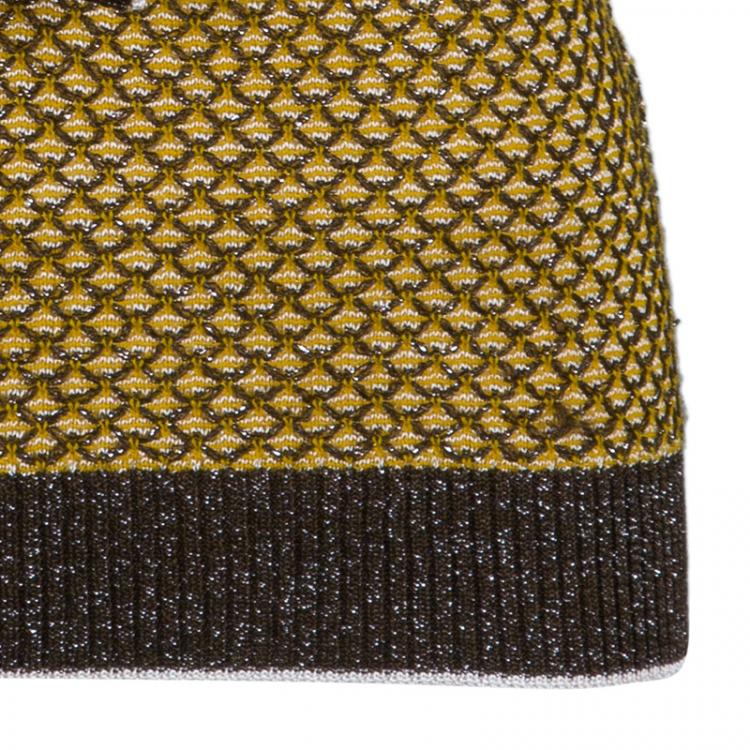 مملوكة مسبقًا M Missoni Brown Ruffle Neck Top M