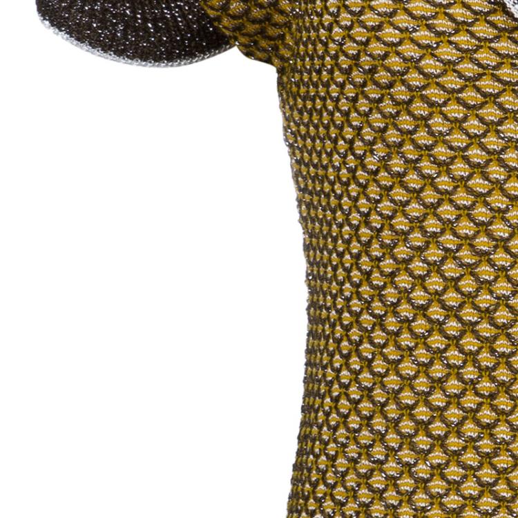 مملوكة مسبقًا M Missoni Brown Ruffle Neck Top M