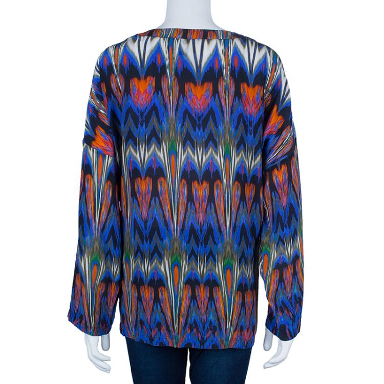 مملوكة مسبقًا M Missoni Multicolor Silk Chiffon Top M