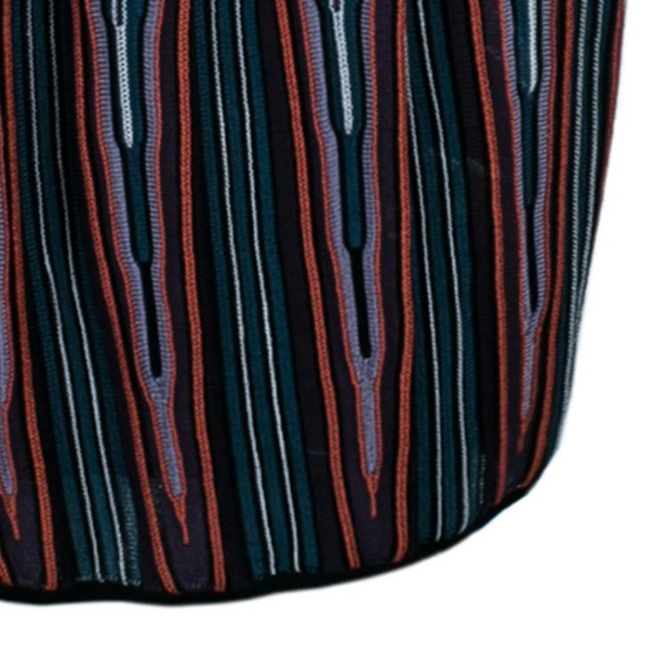 Pre Owned M Missoni Criss-Cross Short Sleeve Pleated Multicolor Dress M