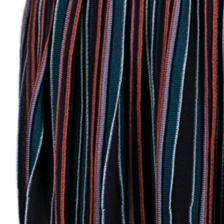Pre Owned M Missoni Criss-Cross Short Sleeve Pleated Multicolor Dress M