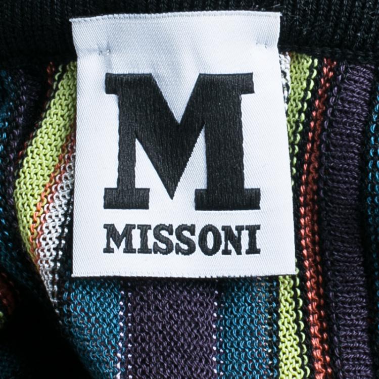 Pre Owned M Missoni Criss-Cross Short Sleeve Pleated Multicolor Dress M
