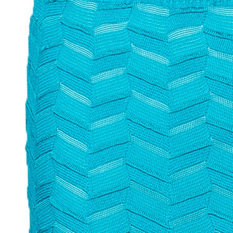 Pre Owned M Missoni Blue Zig-Zag Knit Dress S