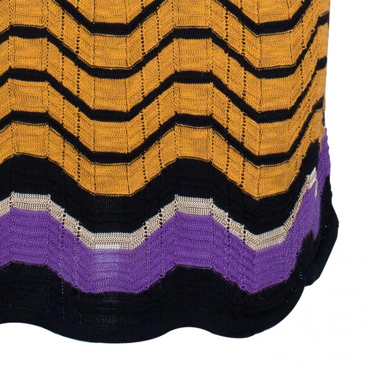 Pre Owned M Missoni Purple/Orange Wave Knit Dress M