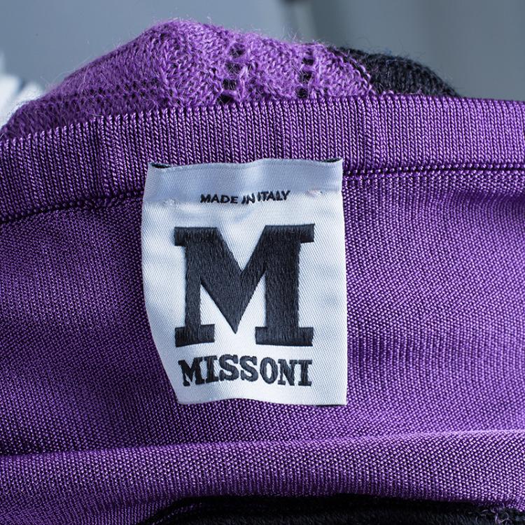 Pre Owned M Missoni Purple/Orange Wave Knit Dress M