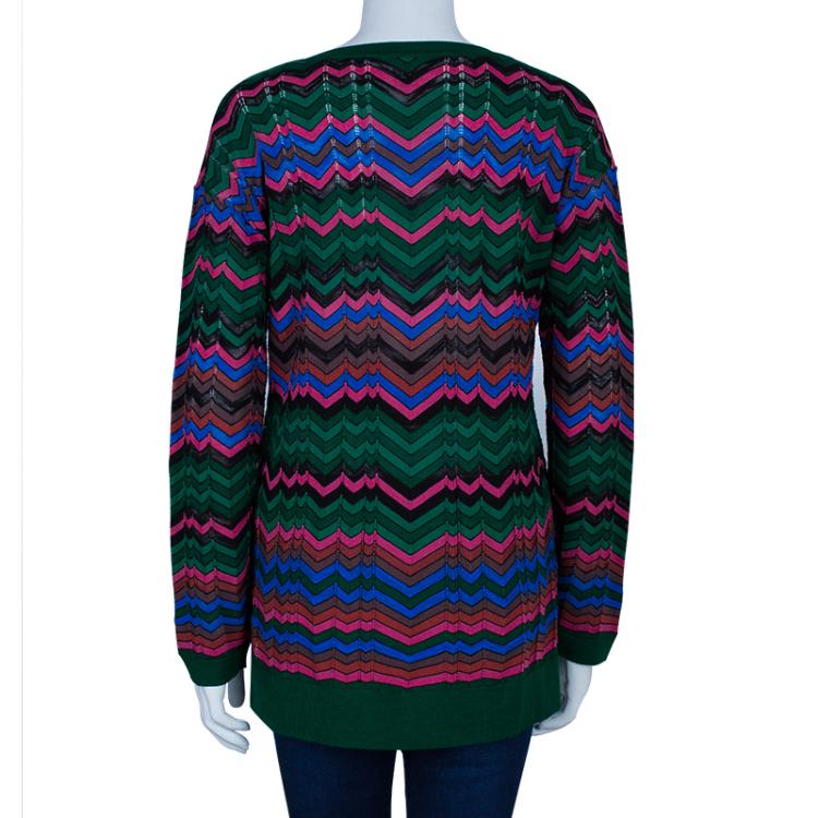 مملوكة مسبقًا M Missoni Multicolor Knit Zig-Zag Jumper M