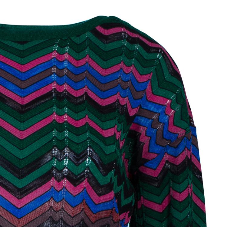 مملوكة مسبقًا M Missoni Multicolor Knit Zig-Zag Jumper M