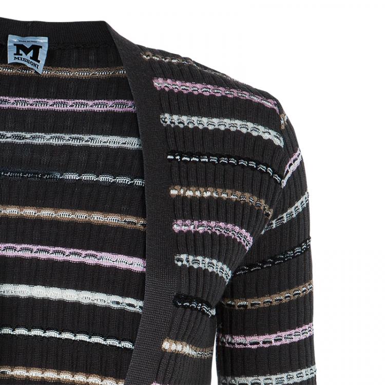 Pre Owned M Missoni Grey Striped Cardigan S