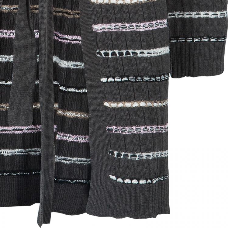 Pre Owned M Missoni Grey Striped Cardigan S