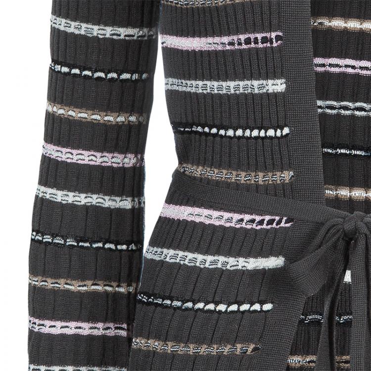 Pre Owned M Missoni Grey Striped Cardigan S