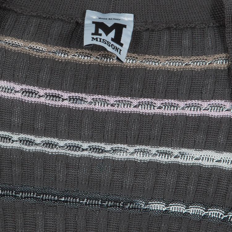 Pre Owned M Missoni Grey Striped Cardigan S