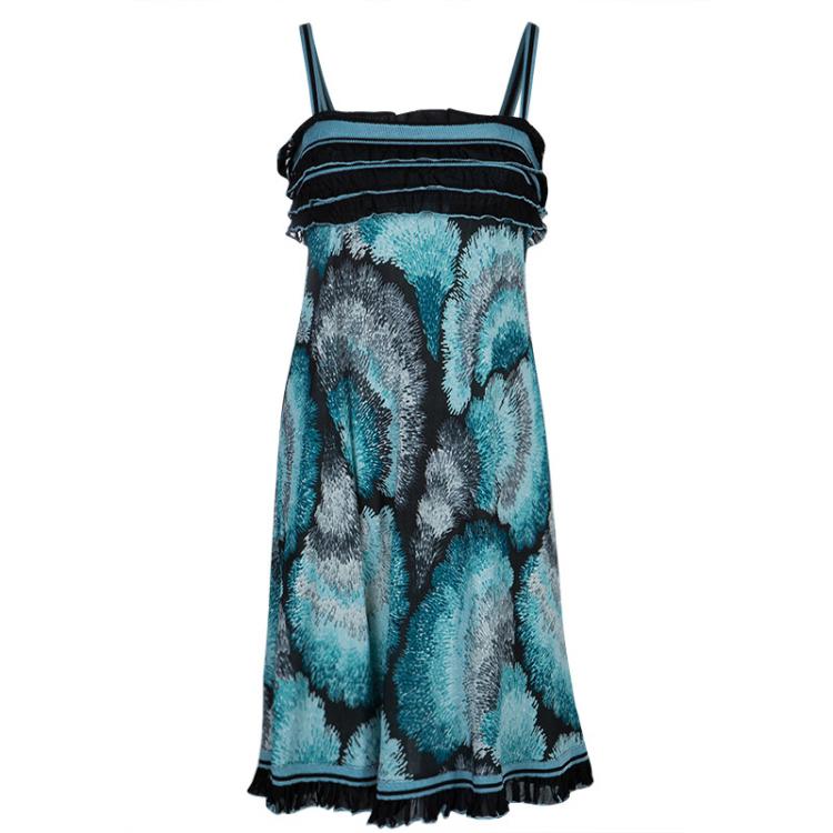 Pre Owned M Missoni Blue Print Sleeveless Dress S