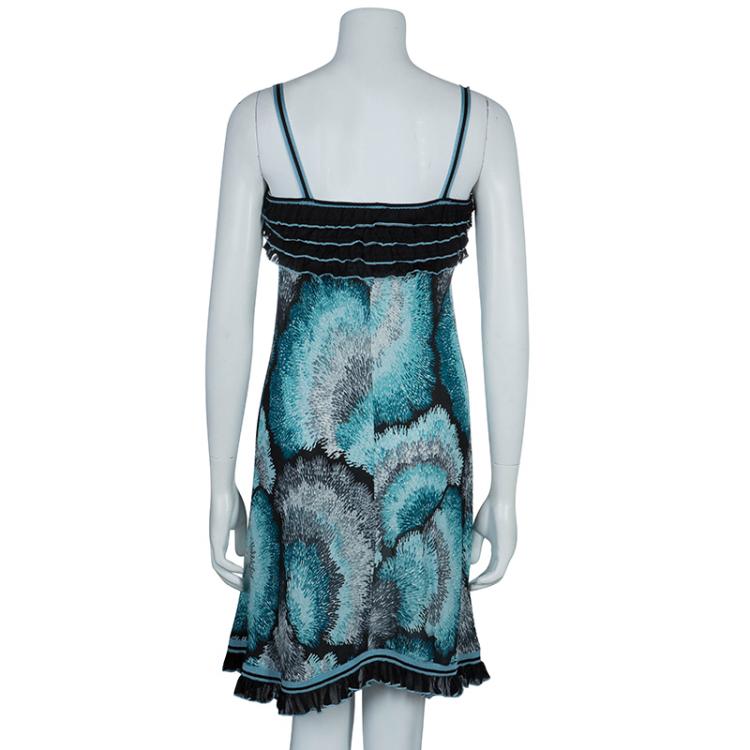 Pre Owned M Missoni Blue Print Sleeveless Dress S