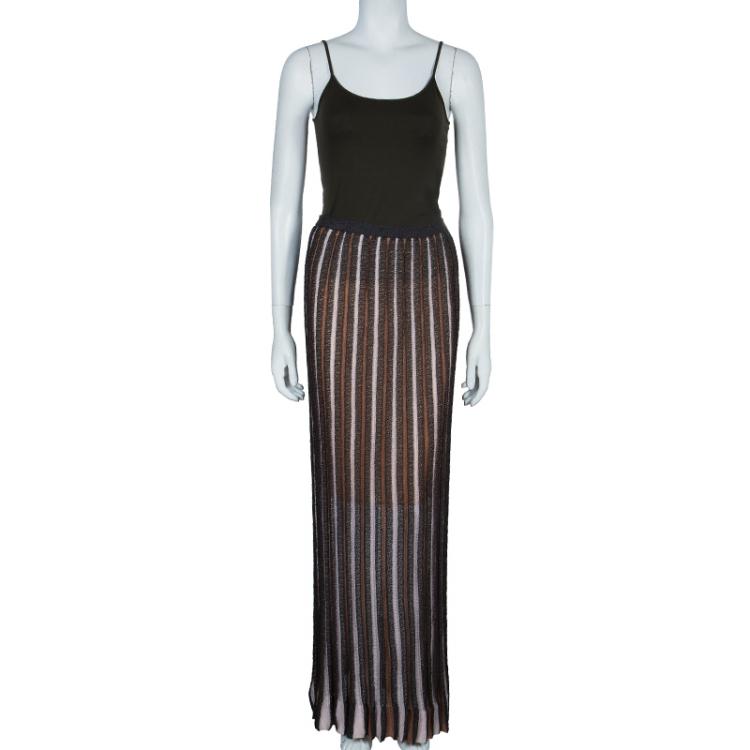 Pre Owned M Missoni Striped Textured Maxi Skirt S