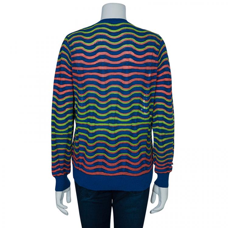 مملوكة مسبقًا M Missoni Multicolor Wave Knit Cardigan S