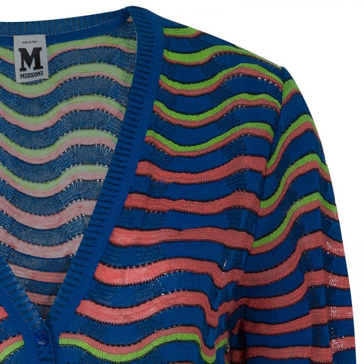 مملوكة مسبقًا M Missoni Multicolor Wave Knit Cardigan S