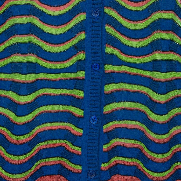 مملوكة مسبقًا M Missoni Multicolor Wave Knit Cardigan S