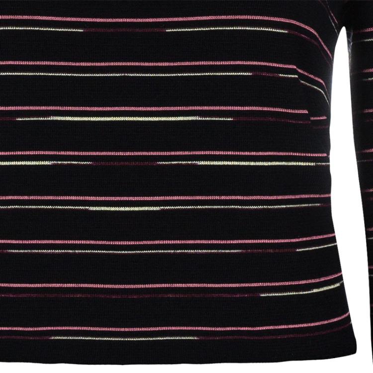 Pre Owned M Missoni Black Striped Bodice Knit Dress L