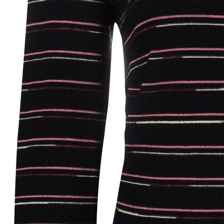 Pre Owned M Missoni Black Striped Bodice Knit Dress L