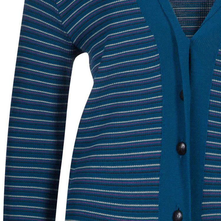Pre Owned M Missoni Blue Striped Knit Cardigan XL