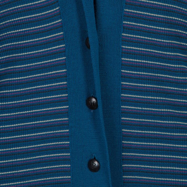 Pre Owned M Missoni Blue Striped Knit Cardigan XL