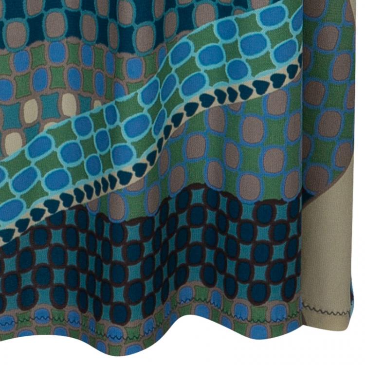 Pre Owned M Missoni Blue Printed Knit Skirt L