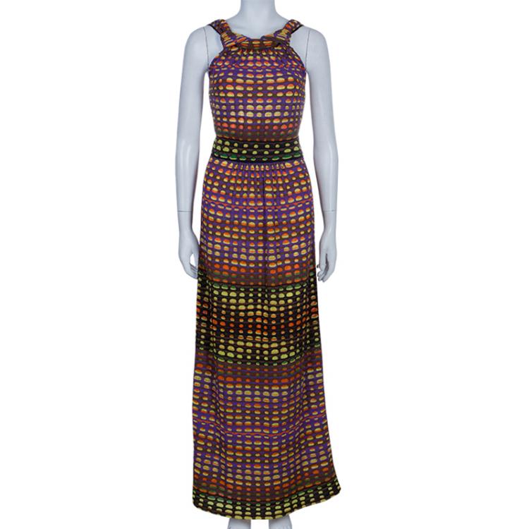 Pre Owned M Missoni Multicolor Cut Out Maxi Dress S