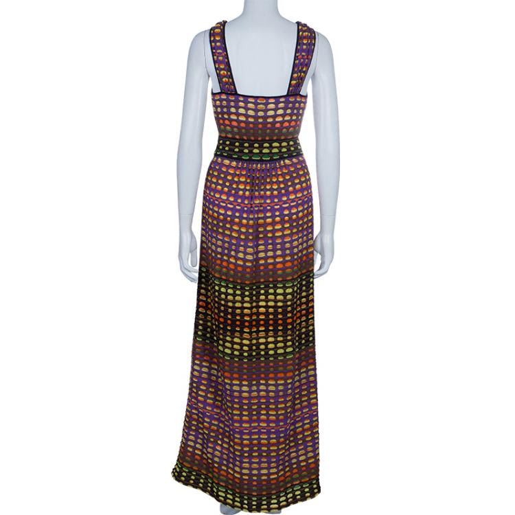 Pre Owned M Missoni Multicolor Cut Out Maxi Dress S