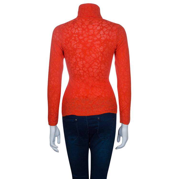 Pre Owned M Missoni Red Turtle Neck Long Sleeve Sweater S