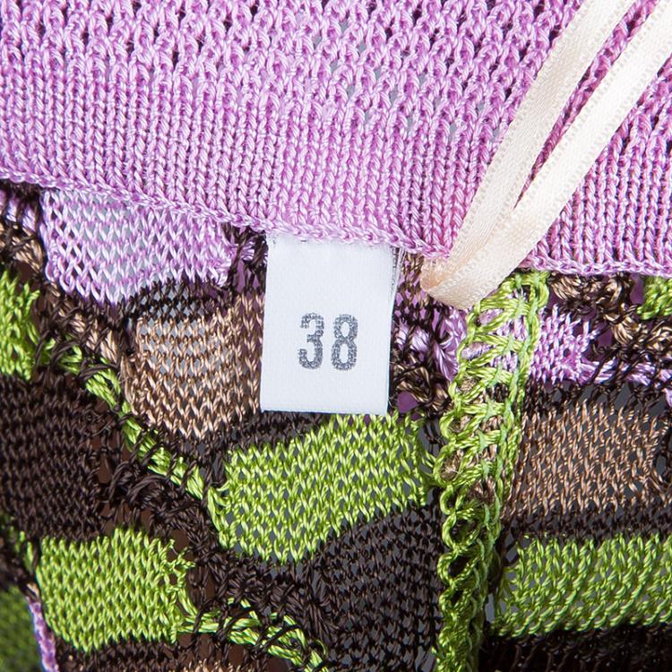 Pre Owned M Missoni Pink and Green Knit Top S