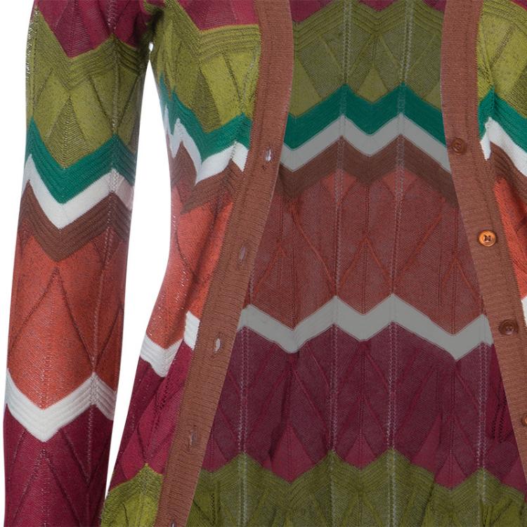 Pre Owned M Missoni Multicolor Zig Zag Cardigan S