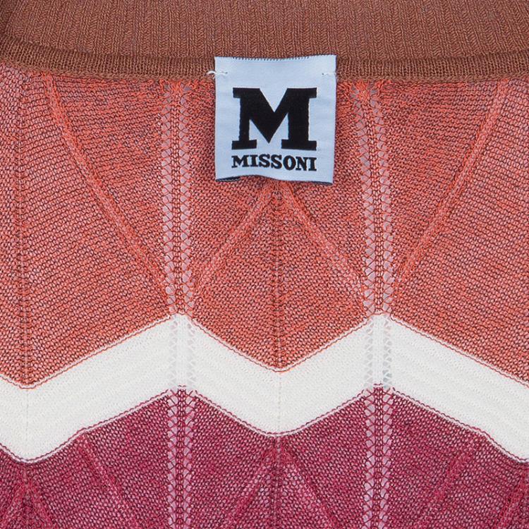Pre Owned M Missoni Multicolor Zig Zag Cardigan S