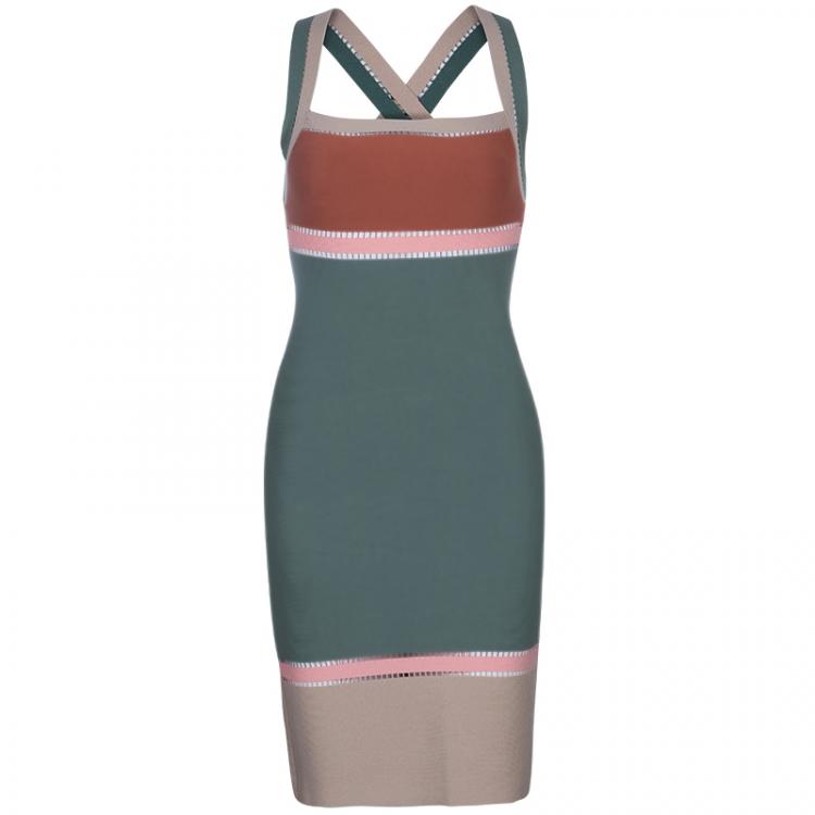 Pre Owned M Missoni Color Blocked Strap Detail Knit Dress M