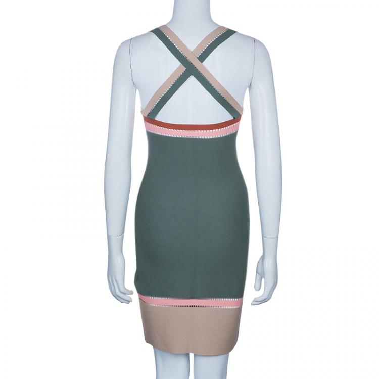 Pre Owned M Missoni Color Blocked Strap Detail Knit Dress M