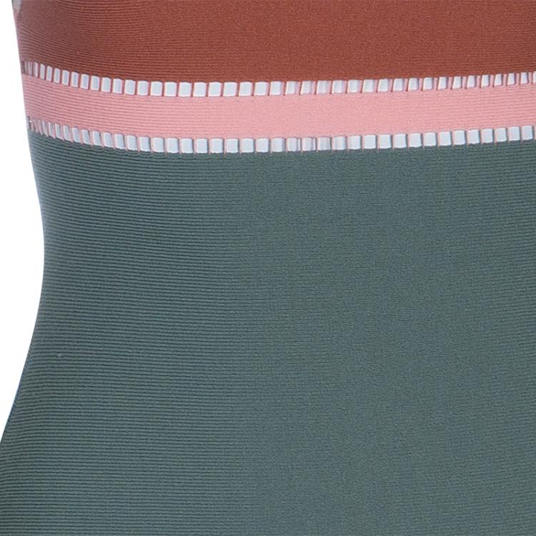 Pre Owned M Missoni Color Blocked Strap Detail Knit Dress M