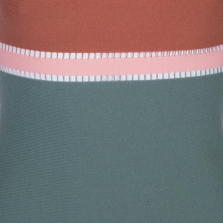 Pre Owned M Missoni Color Blocked Strap Detail Knit Dress M