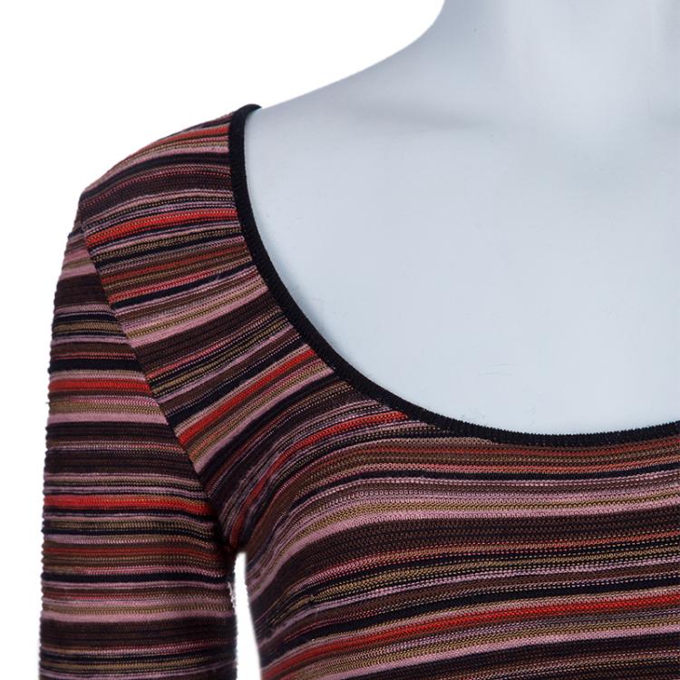 Pre Owned M Missoni Striped Short Sleeve Dress S