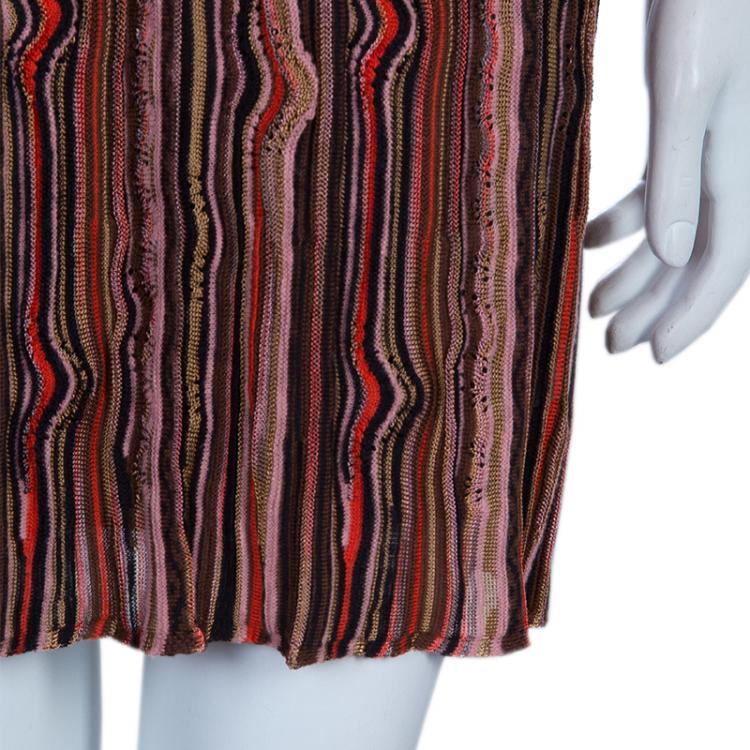 Pre Owned M Missoni Striped Short Sleeve Dress S
