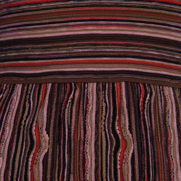 Pre Owned M Missoni Striped Short Sleeve Dress S