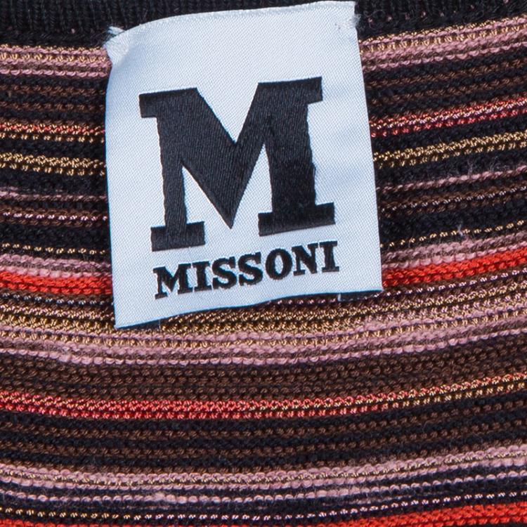 Pre Owned M Missoni Striped Short Sleeve Dress S