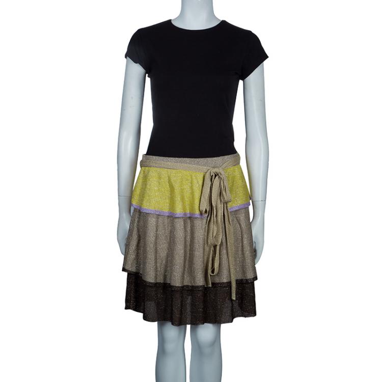 Pre Owned  M Missoni Metallic Tricolor Skirt L