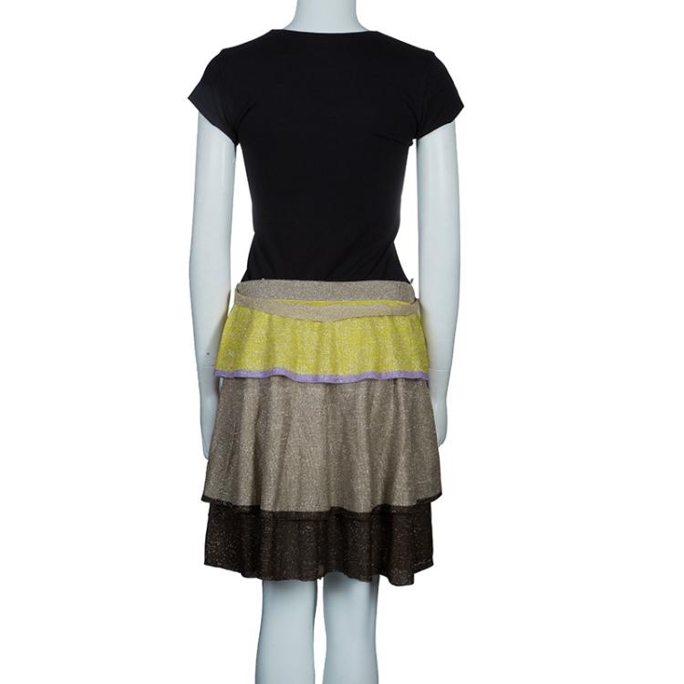 Pre Owned  M Missoni Metallic Tricolor Skirt L