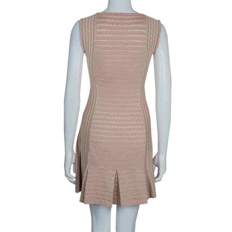 Pre Owned M Missoni Beige Sleeveless Knit Dress S