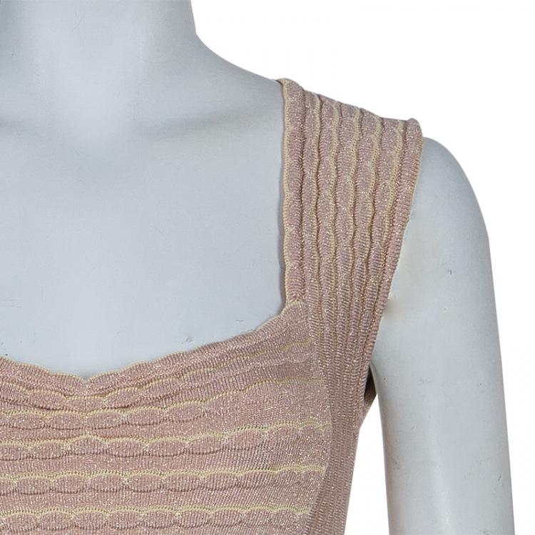 Pre Owned M Missoni Beige Sleeveless Knit Dress S